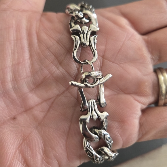 Men's Stainless Steel Silver Tiger Head Bracelet 8" - Picture 3 of 11